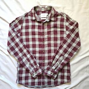 Men's Goodfellow Red / Gray Plaid Button Up Shirt Size Small
